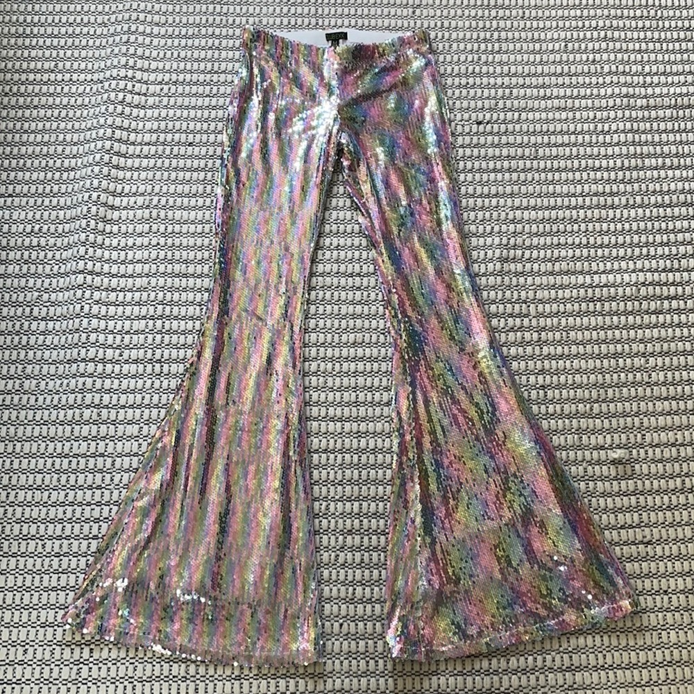 Sequin bell bottom pants
